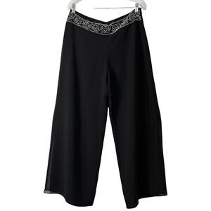 Palazzo Pants Womens Size 12 Sheer Lined Sequins High Rise Wide Leg Caliendo